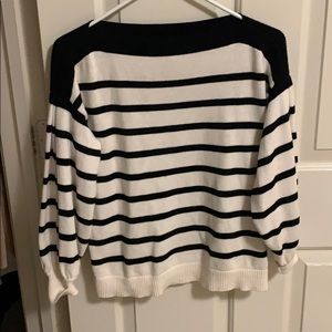 Black and white balloon sleeved sweater